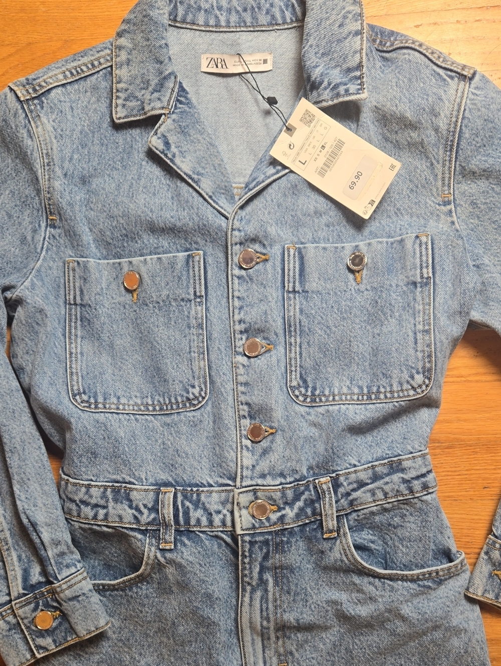 Zara Light Blue Denim Jumpsuit - Picture 4 of 8